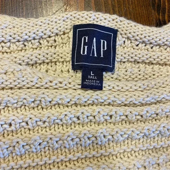 GAP cream vintage 90’s SOFT cozy cotton chunky boxy knit scoop neck sweater SZ-L - Picture 6 of 6